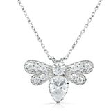 Brilliante Sterling Silver Simulated Diamond Bee Necklace