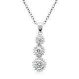 Brilliante Sterling Silver Simulated Diamond Graduated Halo Drop Pendant with Chain