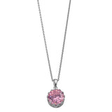 Brilliante Sterling Silver 10mm Round Pink Simulated Diamond Crown Pendant with Chain