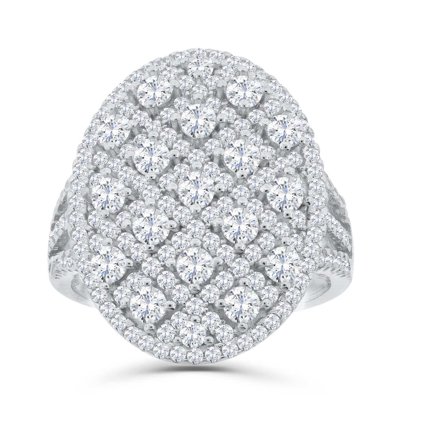 Brilliante Sterling Silver Simulated Diamond Art Deco Grid Cocktail Ring