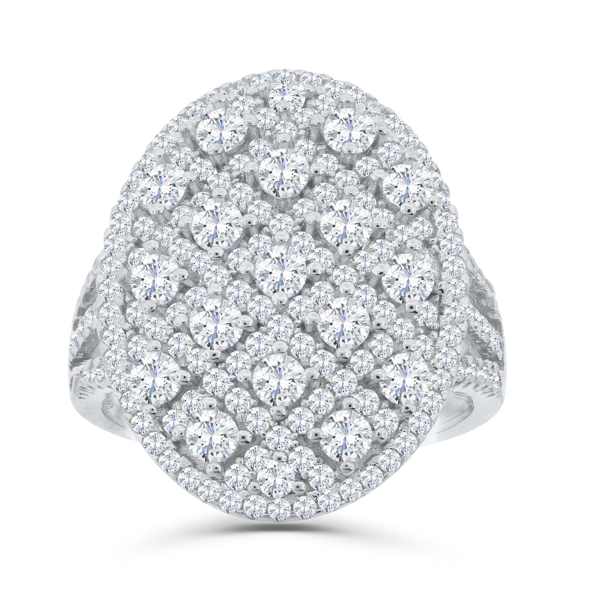 Brilliante Sterling Silver Simulated Diamond Art Deco Grid Cocktail Ring