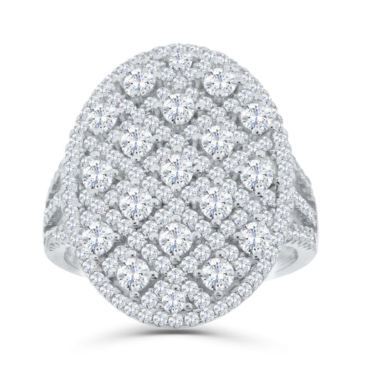 Brilliante Sterling Silver Simulated Diamond Art Deco Grid Cocktail Ring
