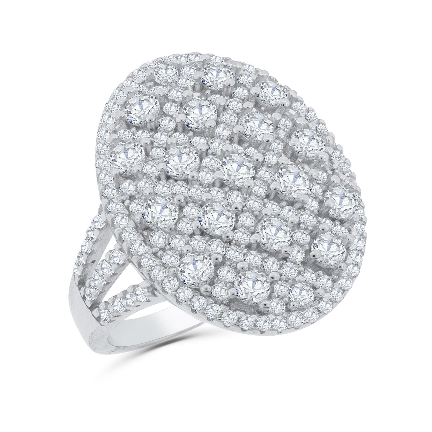 Brilliante Sterling Silver Simulated Diamond Art Deco Grid Cocktail Ring