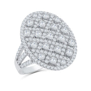 Brilliante Sterling Silver Simulated Diamond Art Deco Grid Cocktail Ring