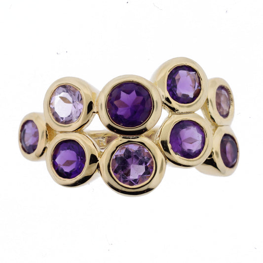 Belle Artique Sterling Silver Colors of Amethyst Bezel-Set Bubble Ring