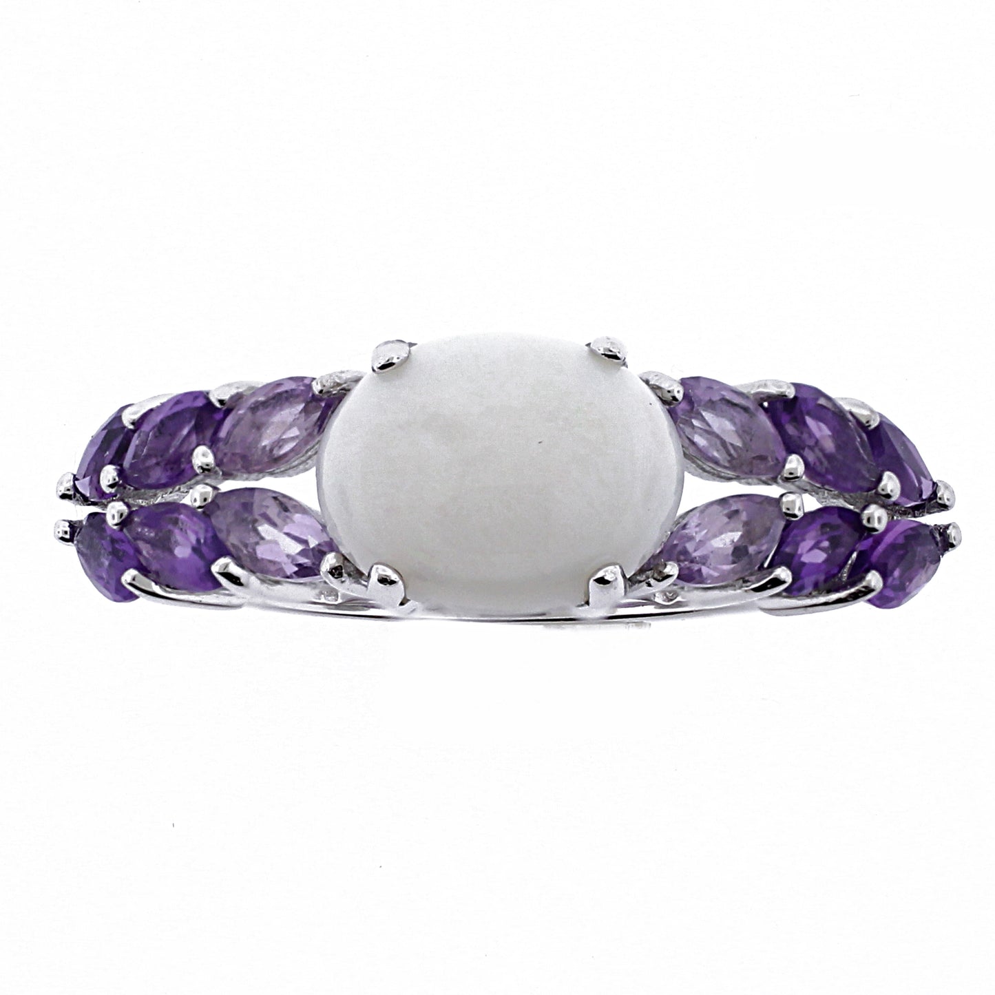 Belle Artique Sterling Silver Opal & Gemstone East-West Ombre Ring