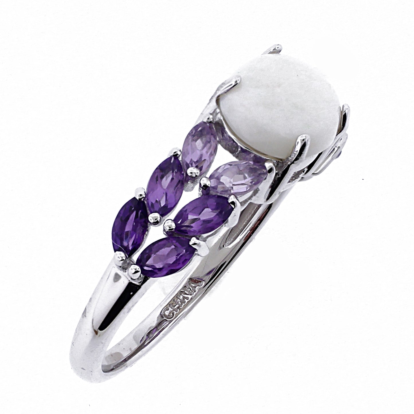 Belle Artique Sterling Silver Opal & Gemstone East-West Ombre Ring