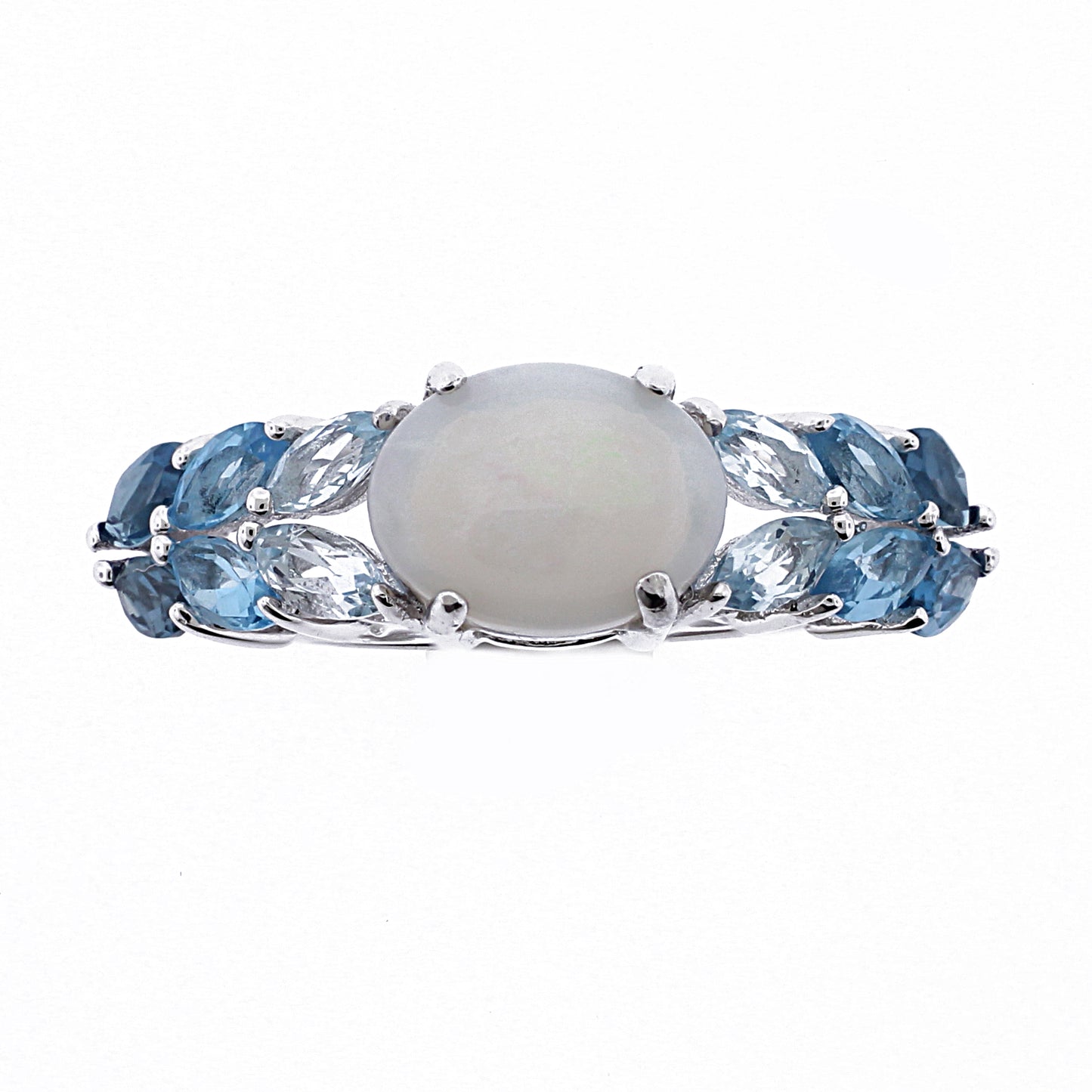 Belle Artique Sterling Silver Opal & Gemstone East-West Ombre Ring