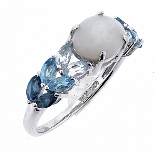 Belle Artique Sterling Silver Opal & Gemstone East-West Ombre Ring