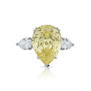 Brilliante Sterling Silver Simulated Canary & White Diamond Pear-Shaped Cocktail Ring