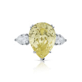 Brilliante Sterling Silver Simulated Canary & White Diamond Pear-Shaped Cocktail Ring