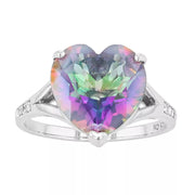 Belle Artique Sterling Silver Mystic & White Topaz Heart Solitaire Ring