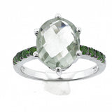Belle Artique Stering Silver Round Prasiolite & Chrome Diopside Ring