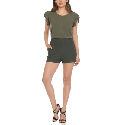 White Mark Women’s Flutter Sleeve Top and Shorts Set