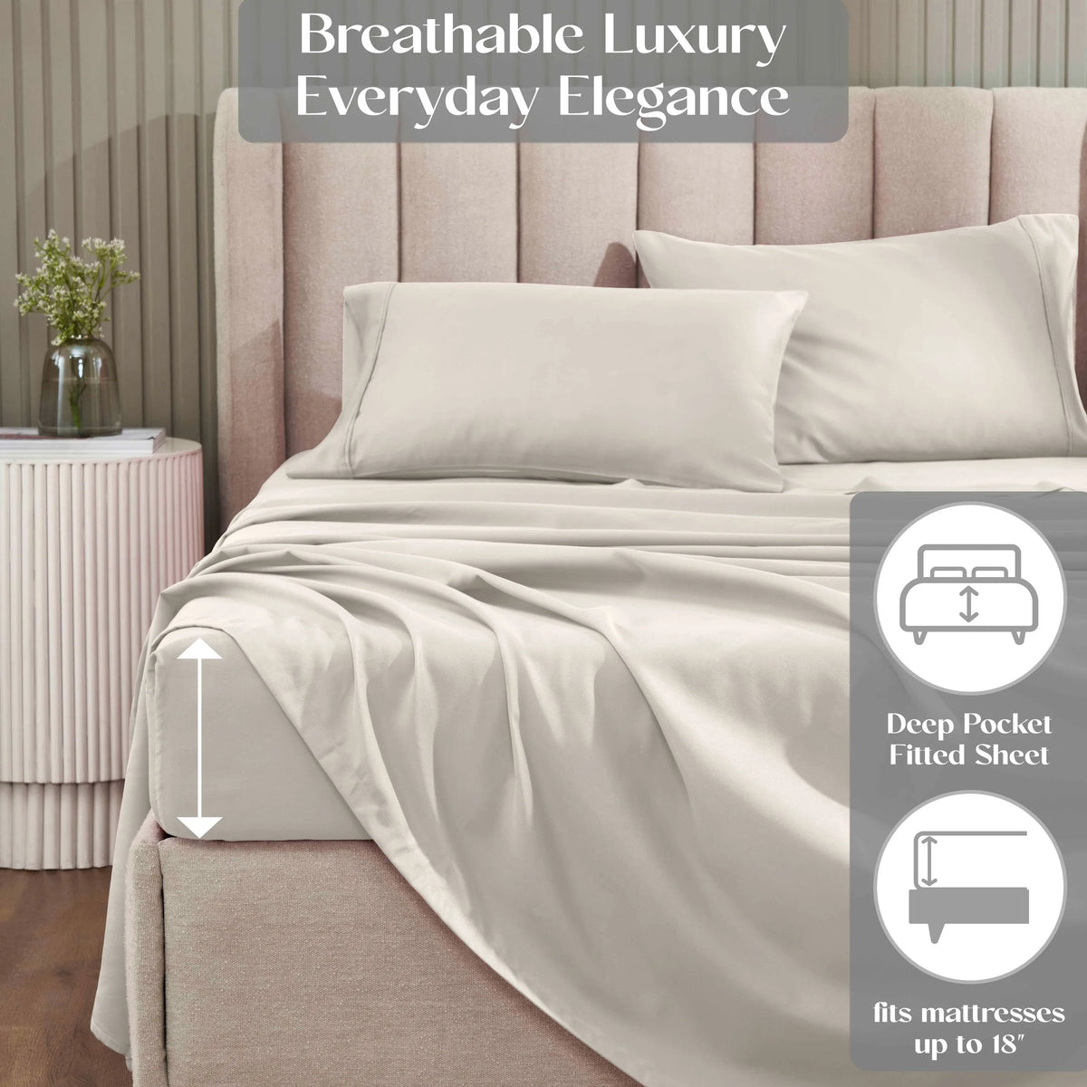 Superior 1200 Thread Count Cotton Blend Deep Pocket Solid 4-Piece Sheet Set