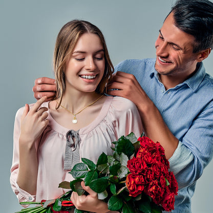 TRYNDI 18K Gold Plated "Radiant" 10mm Pearl Swarovski Crystal Necklace