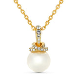 TRYNDI 18K Gold Plated "Radiant" 10mm Pearl Swarovski Crystal Necklace