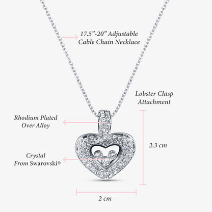 TRYNDI Rhodium Plated "To My Amazing Soulmate" Swarovski Crystal Floating Heart Necklace