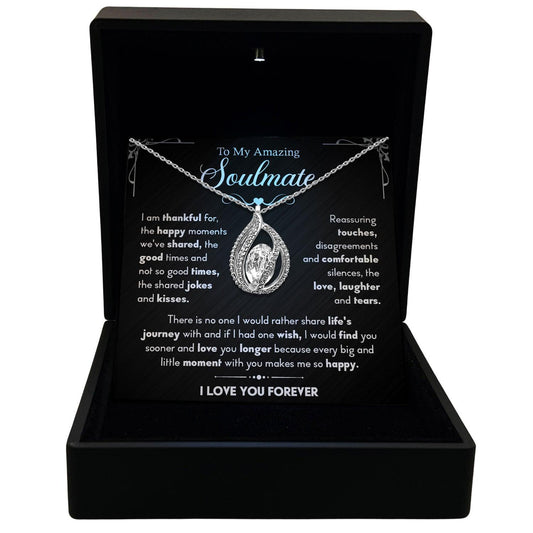 TRYNDI Rhodium Plated "To My Amazing Soulmate" Swarovski Crystal Birdcage Necklace