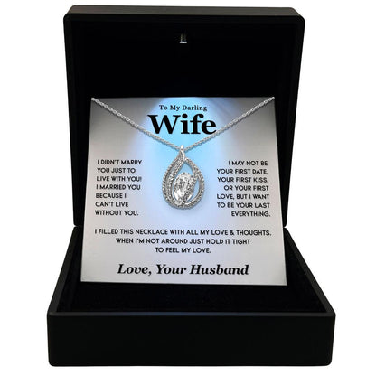TRYNDI Rhodium Plated "To My Darling Wife" Swarovski Crystal Birdcage Necklace