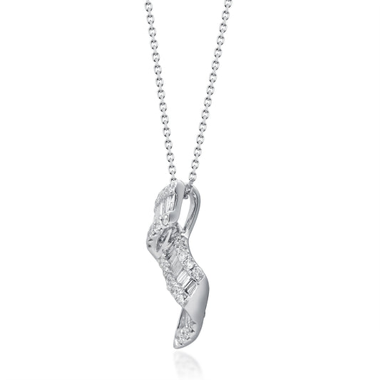 Beverly Hills Elegance 14K Gold 0.58ctw Diamond Swirl Pendant with Chain