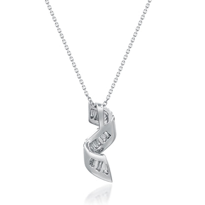 Beverly Hills Elegance 14K Gold 0.58ctw Diamond Swirl Pendant with Chain