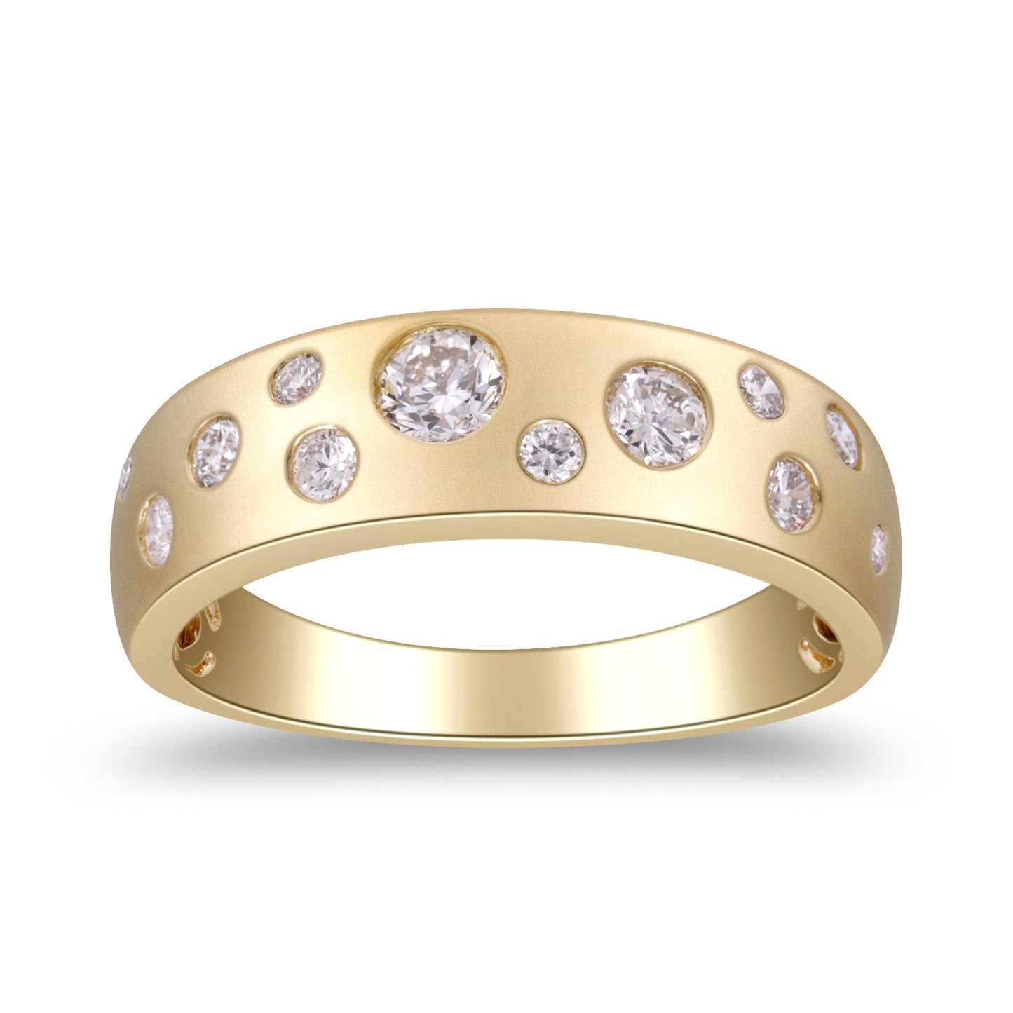 Beverly Hills Elegance 14K Gold 0.47ctw Diamond Scattered Burnished Band Ring