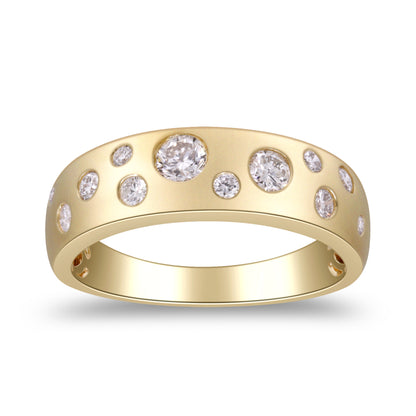 Beverly Hills Elegance 14K Gold 0.47ctw Diamond Scattered Burnished Band Ring