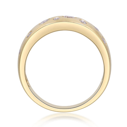 Beverly Hills Elegance 14K Gold 0.47ctw Diamond Scattered Burnished Band Ring