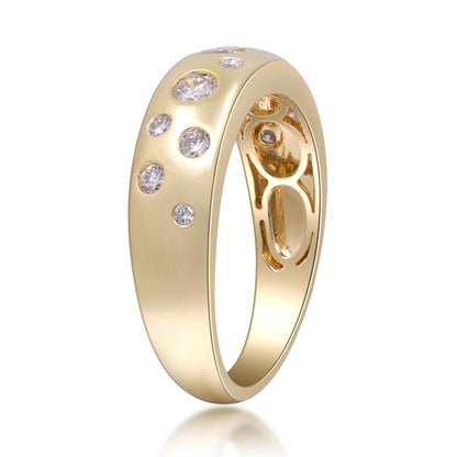 Beverly Hills Elegance 14K Gold 0.47ctw Diamond Scattered Burnished Band Ring
