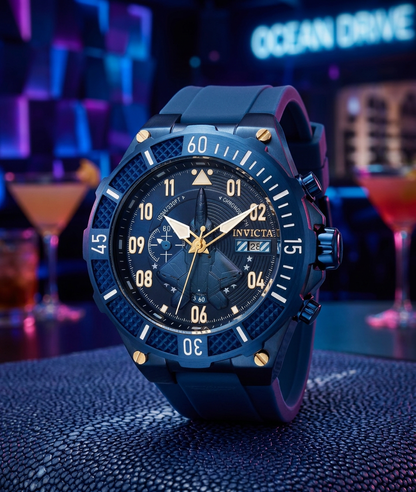 Invicta Men's 50mm Aviator Quartz Multifunction Blue Silicone Strap Watch