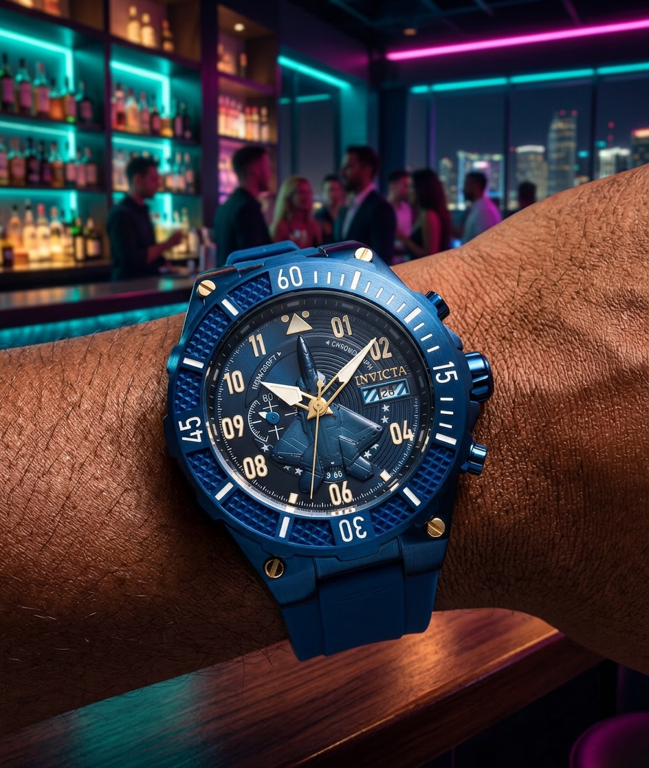 Invicta Men's 50mm Aviator Quartz Multifunction Blue Silicone Strap Watch