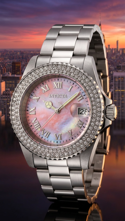 Invicta Women's 40mm Angel Quartz Crystal Accented MOP Dial Bracelet Watch