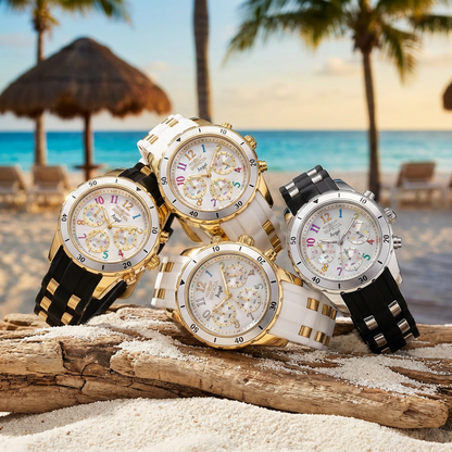 Invicta Women's 40mm Angel Quartz Chronograph MOP Dial Silicone Strap Watch