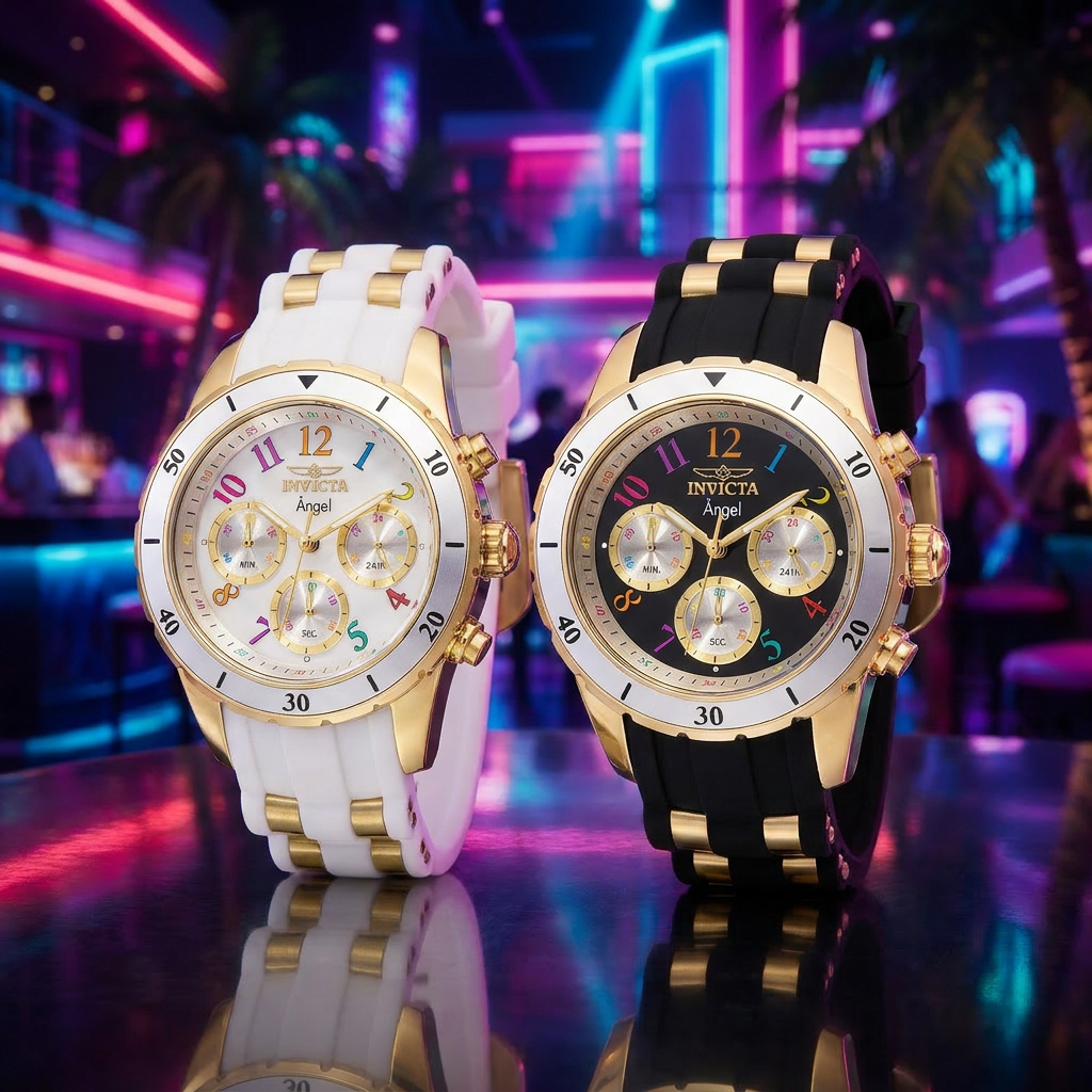 Invicta Women's 40mm Angel Quartz Chronograph MOP Dial Silicone Strap Watch