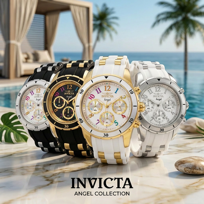 Invicta Women's 40mm Angel Quartz Chronograph MOP Dial Silicone Strap Watch