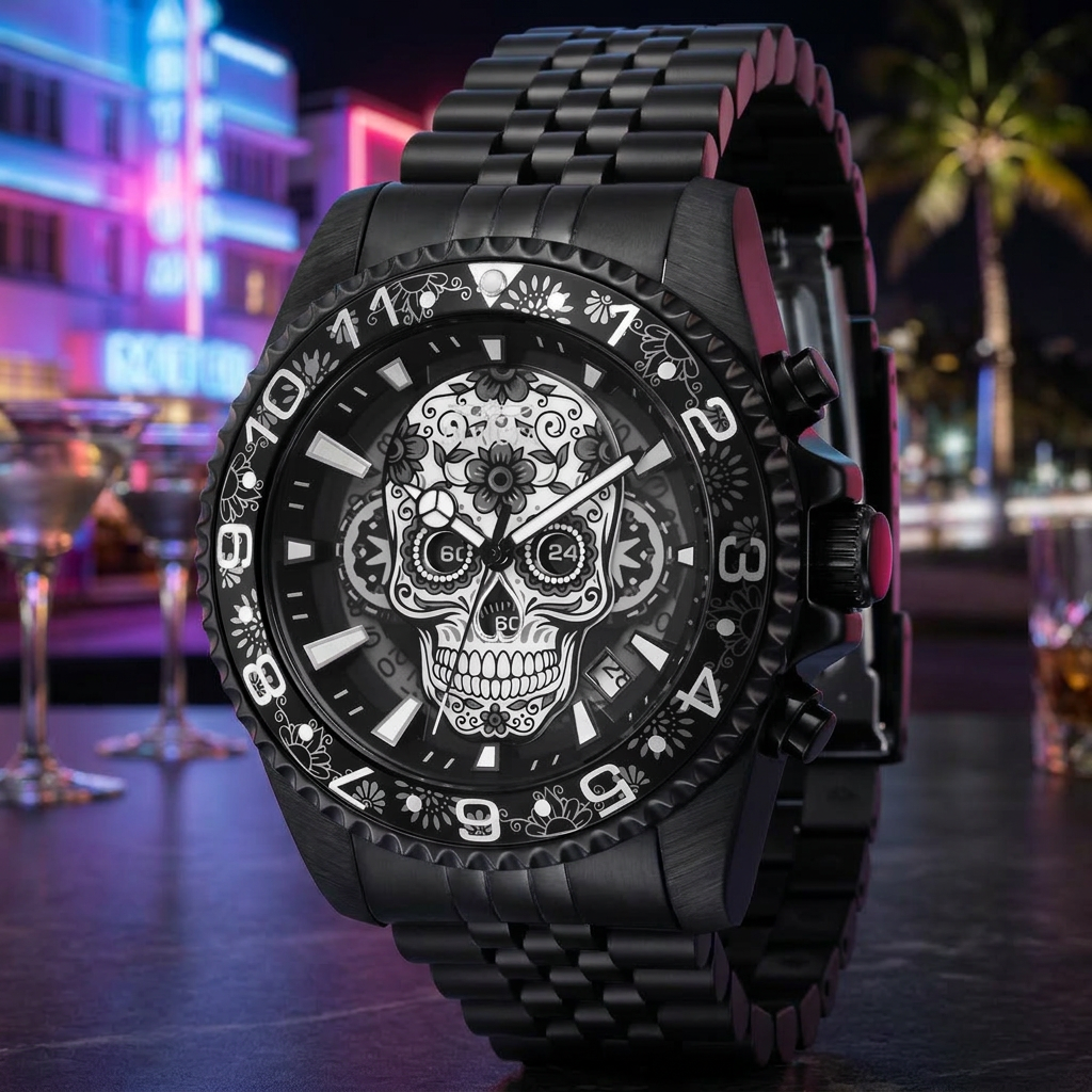Invicta Men's 43mm Pro Diver Quartz Chrono Dia de los Muertos Skull Bracelet Watch