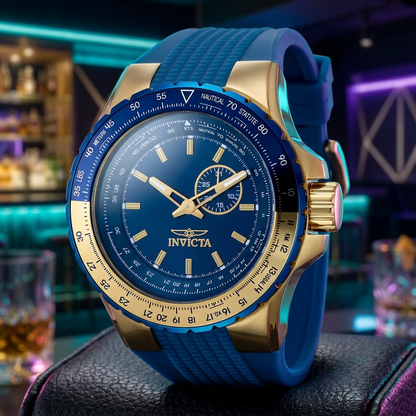Invicta Men's 50mm Aviator Quartz Date Subdial Textured Silicone Strap Watch