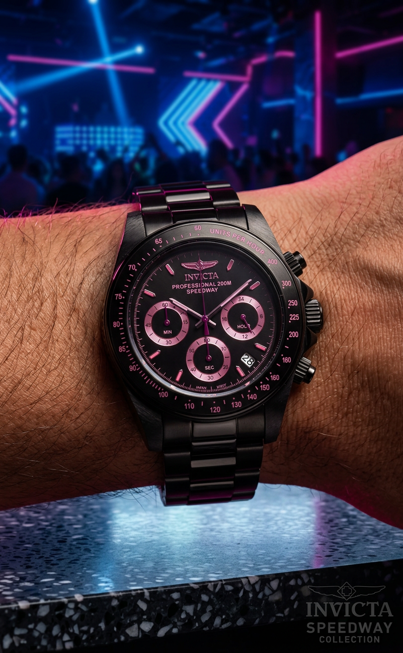 Invicta Men's 39mm Speedway Quartz Chronograph Blackout Bracelet Watch