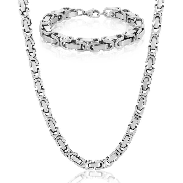 Invicta Men's Stainless Steel 8mm Byzantine Chain Necklace