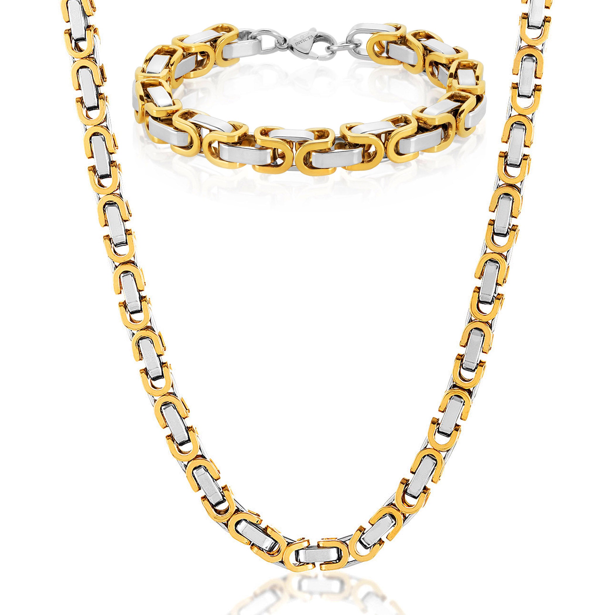 Invicta Men's Stainless Steel 8mm Byzantine Chain Necklace
