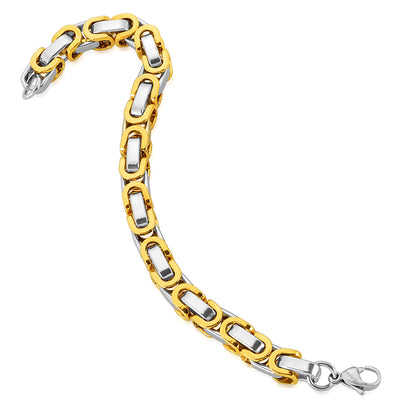 Invicta Men's Stainless Steel 8mm Byzantine Chain Necklace & Bracelet Set