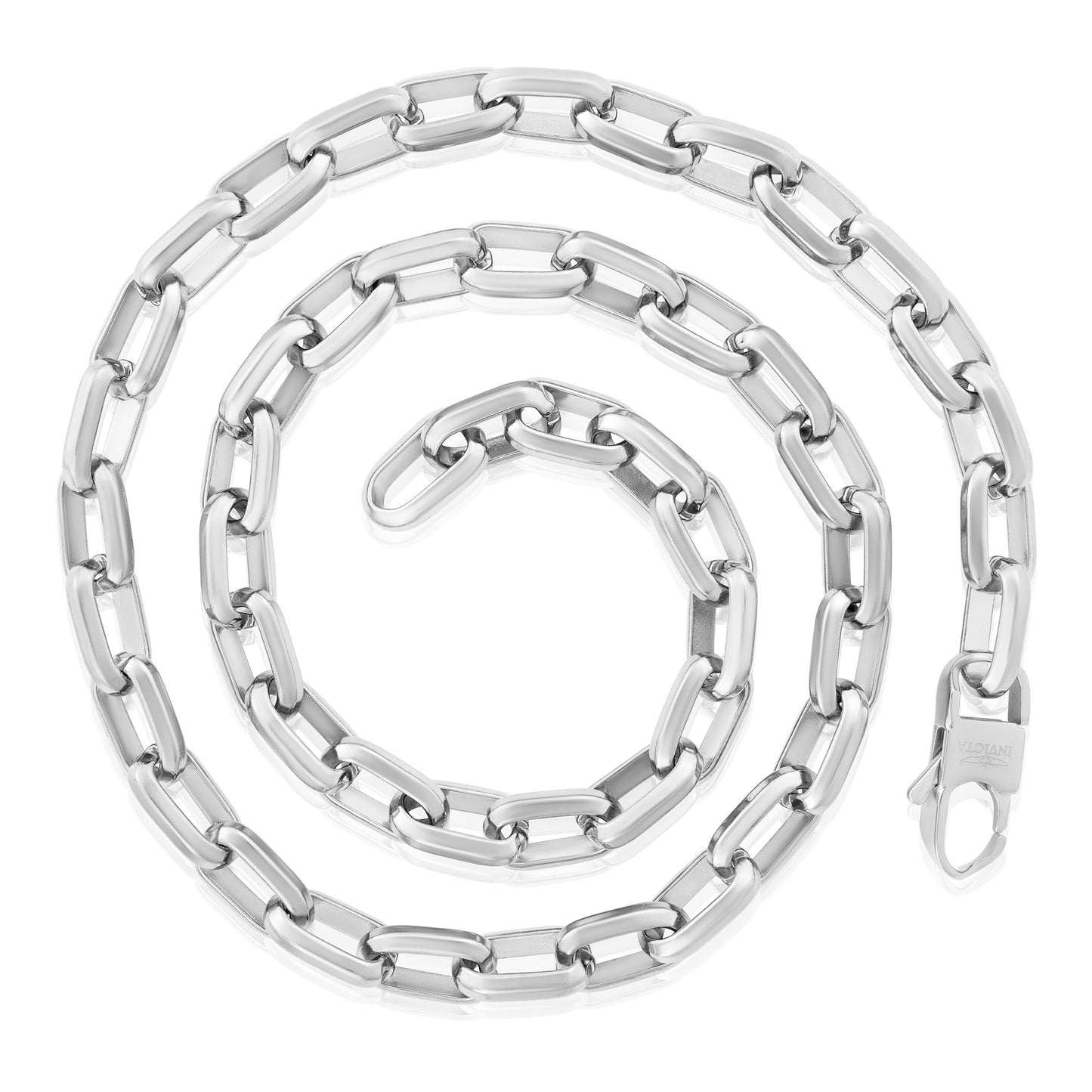 Invicta Men's Stainless Steel 10mm Polished Oval Link Necklace & Bracelet Set