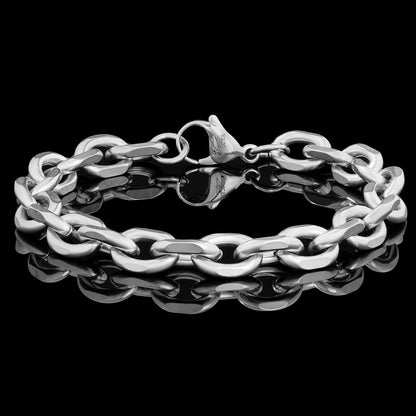 Invicta Men's Stainless Steel 10.5mm Polished Knife-Edge Oval Link Bracelet