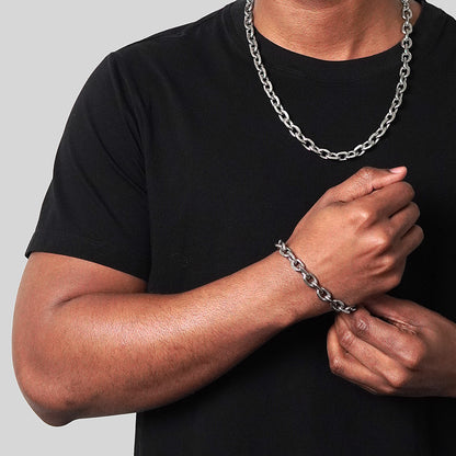 Invicta Men's Stainless Steel 10.5mm Polished Knife-Edge Oval Link Bracelet