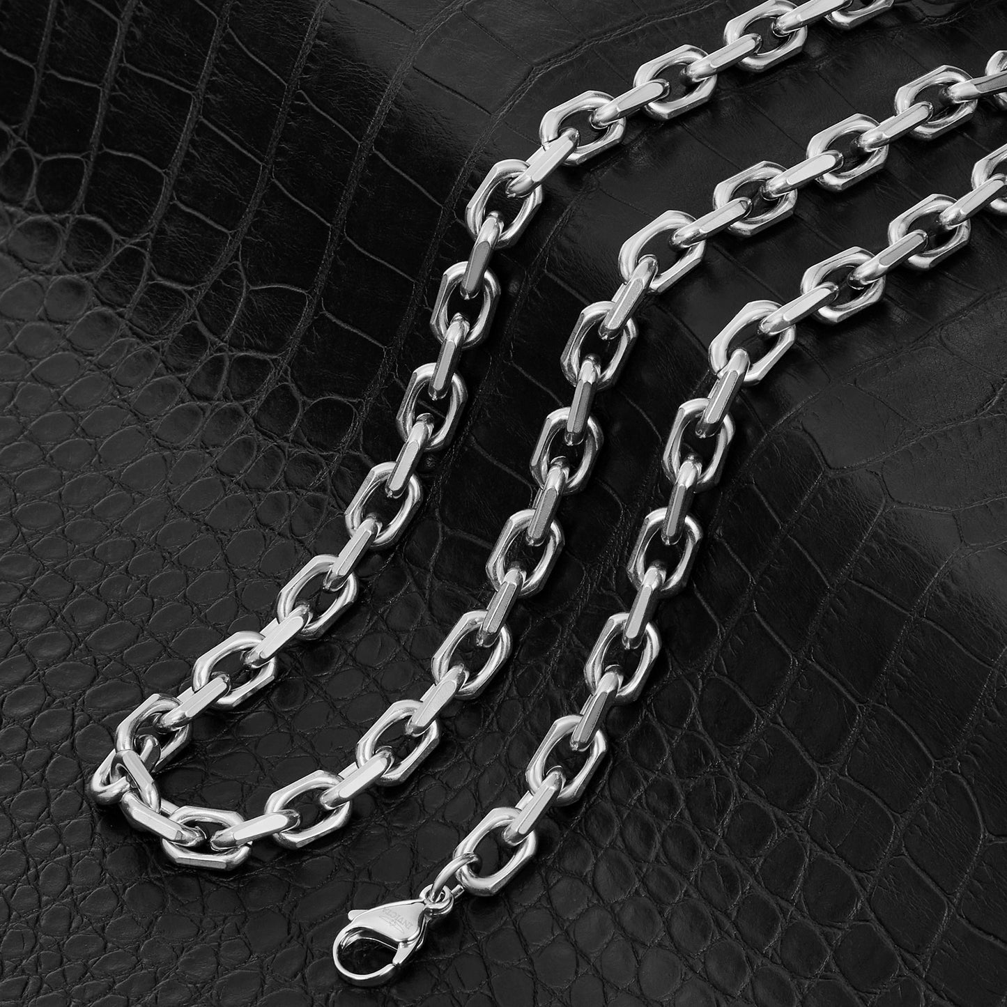 Invicta Men's Stainless Steel Matte Finish Rectangular Link Necklace & Bracelet Set