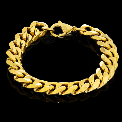 Invicta Men's Stainless Steel 14mm Polished Curb Link Chain Bracelet
