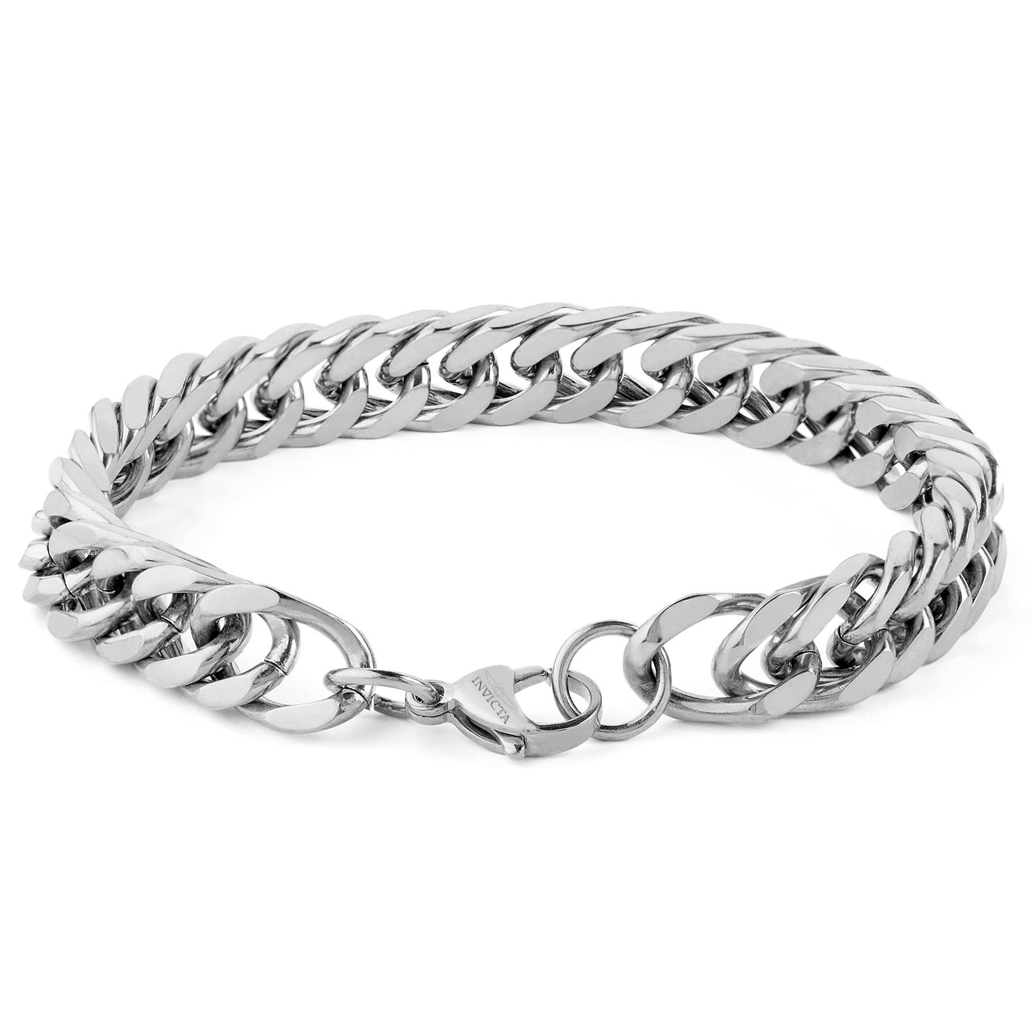 Invicta Men's Stainless Steel 10mm Double Curb Link Chain Bracelet