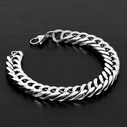 Invicta Men's Stainless Steel 10mm Double Curb Link Chain Bracelet