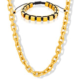 Invicta Men's Stainless Steel Chain Necklace & Hematite Bracelet Set